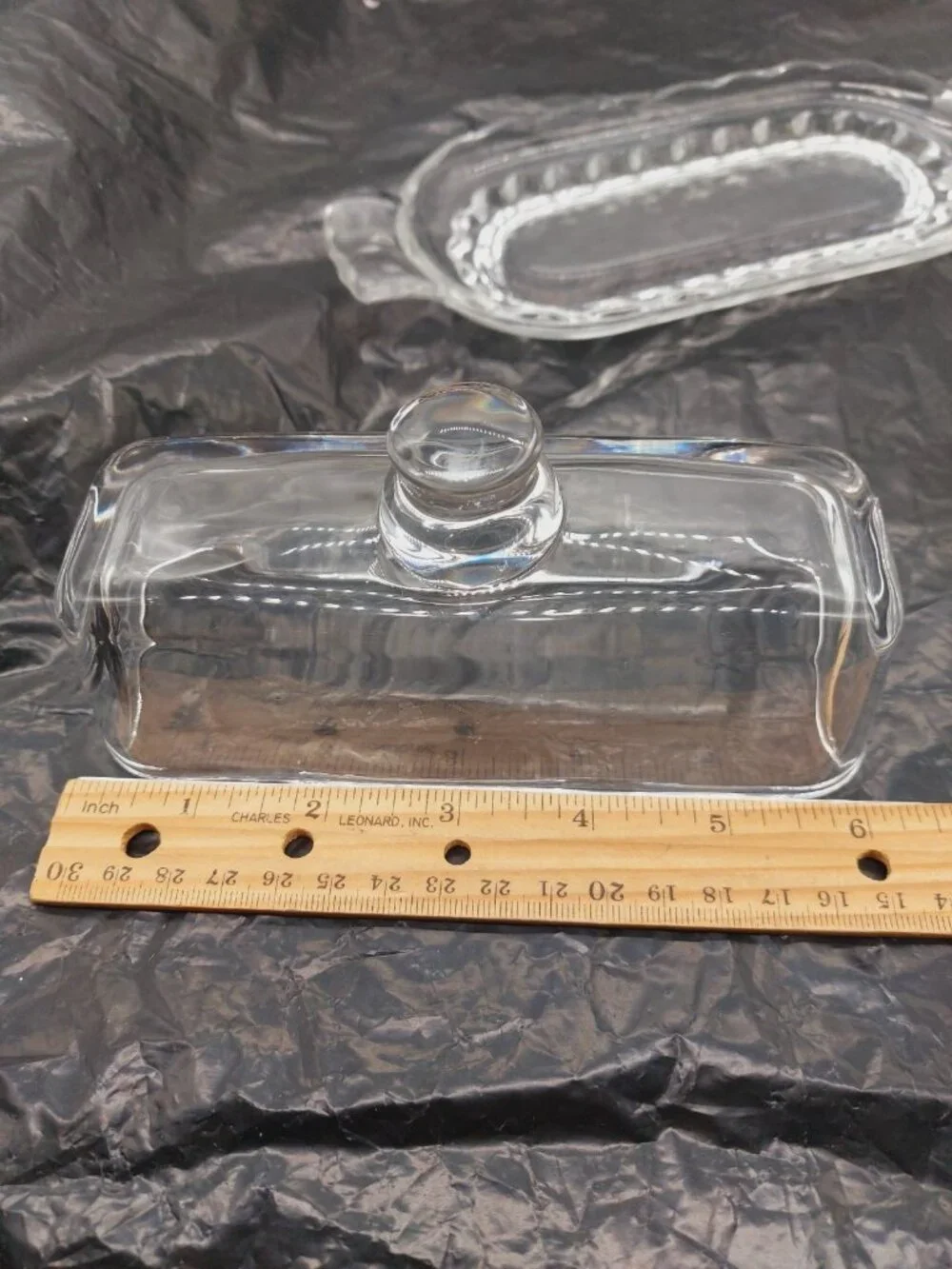 Glass Butter Dish with Lid for Countertop Clear Crystal Classic